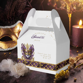 Caja Para Regalos Máscara de mascarada Motif Harlequin Purple Gold I