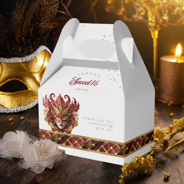 Caja Para Regalos Máscara de mascarada Motif Harlequin Red Gold ID10 (Subido por el creador)
