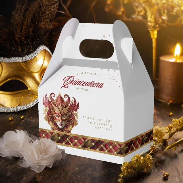 Caja Para Regalos Máscara de mascarada Motif Harlequin Red Gold ID10 (Subido por el creador)