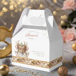 Caja Para Regalos Máscara de mascarada Motif Harlequin Rosa Gold ID1