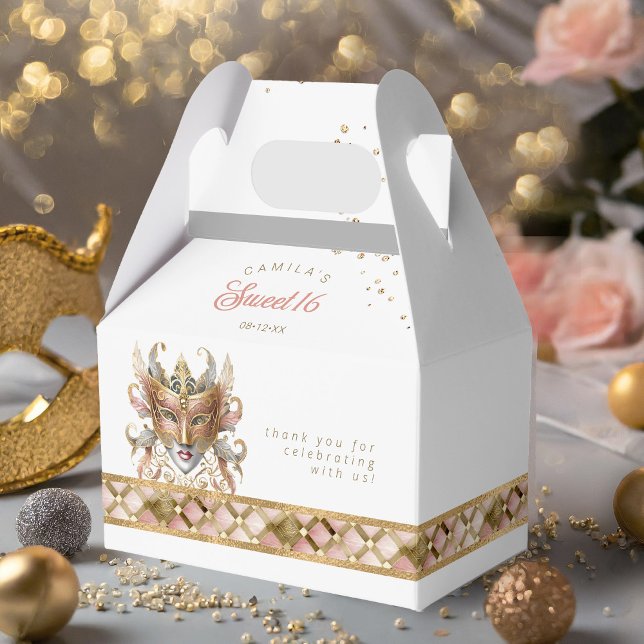 Caja Para Regalos Máscara de mascarada Motif Harlequin Rosa Gold ID1 (Subido por el creador)