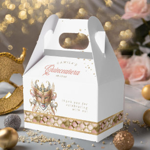 Caja Para Regalos Máscara de mascarada Motif Harlequin Rosa Gold ID1