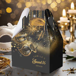 Caja Para Regalos Mascaradas de Mascarada Dulce Dieciséis Black Gold