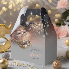 Caja Para Regalos Mascaradas de Mascarada Dulce Dieciséis Gold ID103