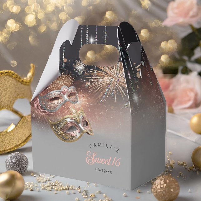 Caja Para Regalos Mascaradas de Mascarada Dulce Dieciséis Gold ID103 (Subido por el creador)