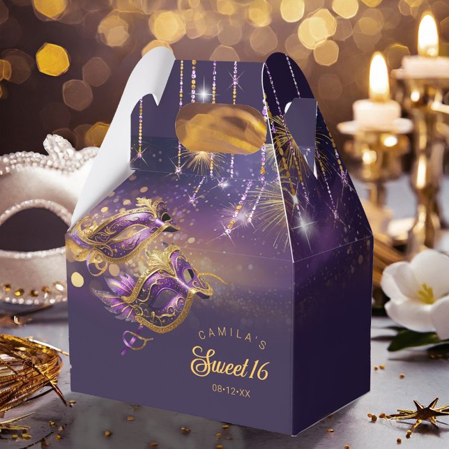 Caja Para Regalos Mascaradas de Mascarada Dulce Dieciséis Purple Gol (Subido por el creador)