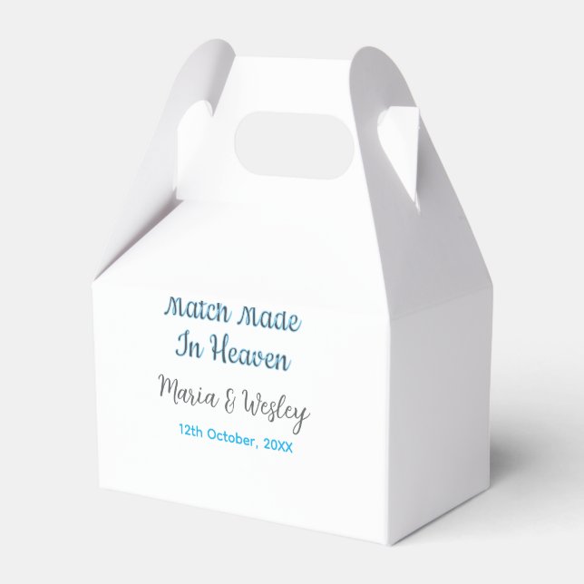 Caja Para Regalos Match made in heaven blue black couple name date (Front Side)