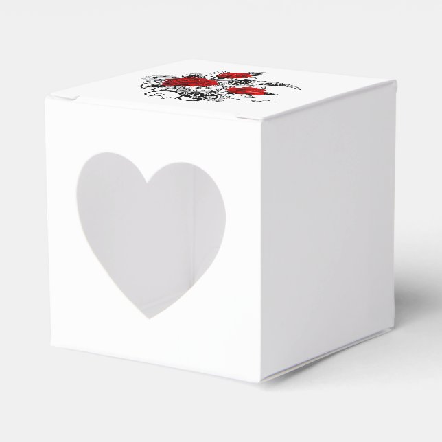 Caja Para Regalos Media luna mecánica con rosas rojas (Anverso)