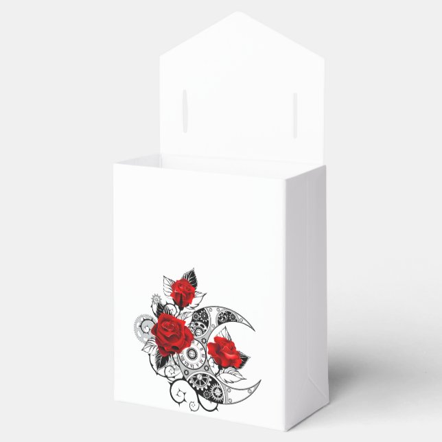 Caja Para Regalos Media luna mecánica con rosas rojas (Abierto)