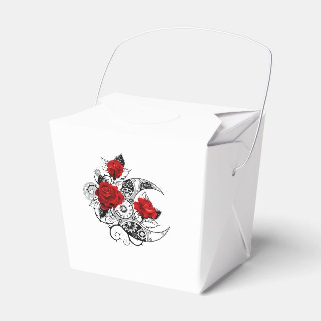 Caja Para Regalos Media luna mecánica con rosas rojas (Front Side)