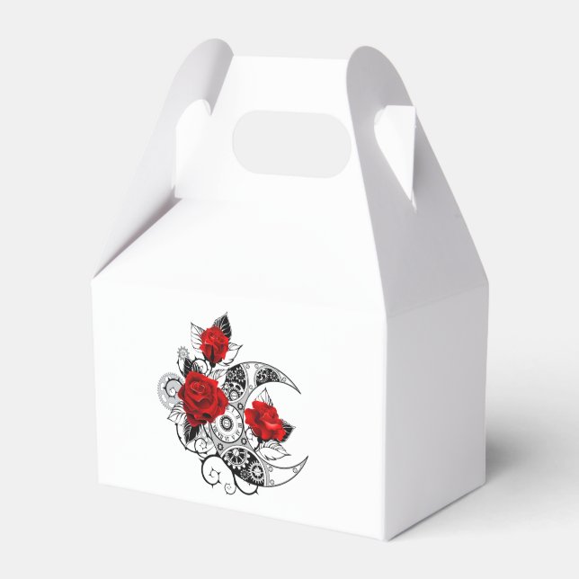 Caja Para Regalos Media luna mecánica con rosas rojas (Front Side)