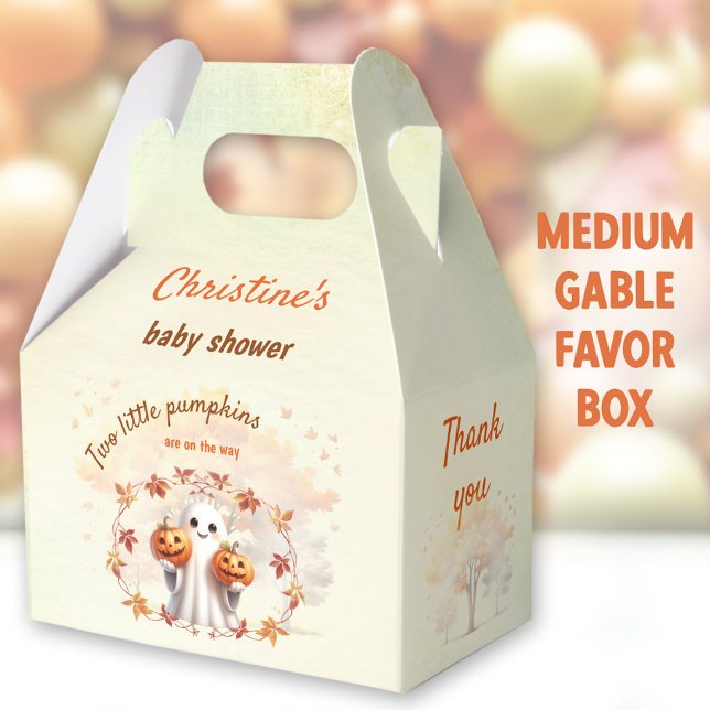 Caja Para Regalos Mellizos Halloween Calabaza Fantasma Baby Shower M (Twins Baby Shower Medium Gable Favor Boxes - You can choose from 3 sizes of these gable favor boxes)