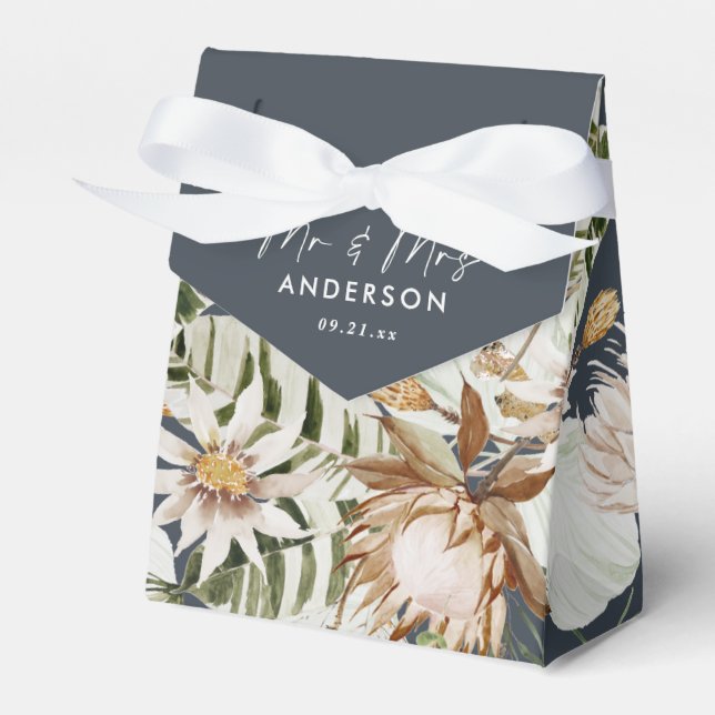 Caja Para Regalos Melodía azul tropical moderno elegante mr y mrs (Front Side)