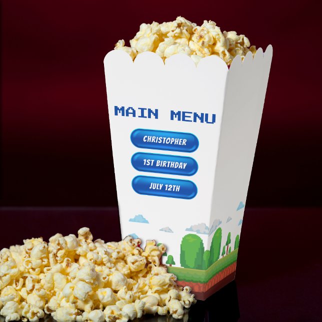 Caja Para Regalos Menú Retro de Videojuegos Primer Fiesta de Cumplea (Retro Video Game Menu 1st Birthday Party Favor Boxes
)