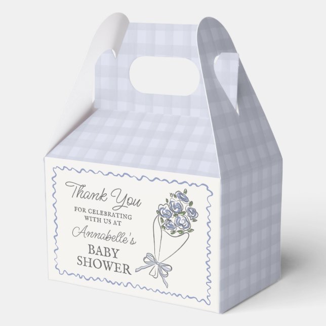 Caja Para Regalos Mercado de flores azules Baby Shower floral fresco (Anverso)