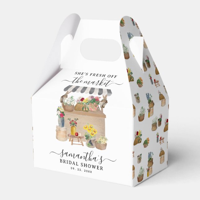 Caja Para Regalos Mercado de Flores de Granjero en Acuarela para Des (Front Side)