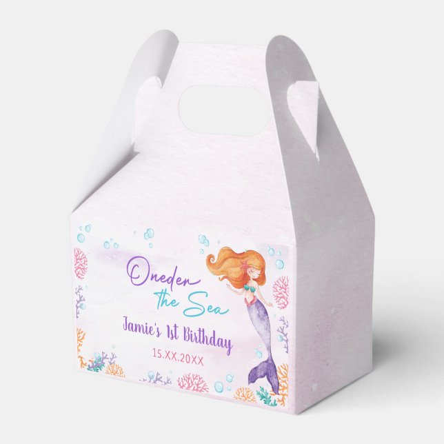 Caja Para Regalos Mermaid 1st Birthday Oneder The Sea Party (Front Side)