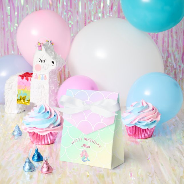Caja Para Regalos Mermaid Tail Teal Pink Girly Birthday (Fiesta)