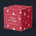 Caja Para Regalos Merry & Bright Vintage Christmas<br><div class="desc">Add a nostalgic touch to your holiday celebrations with this vintage Christmas favor box. Featuring charming watercolor illustrations of classic Christmas ornaments, rocking horses, and candy canes, along with the festive phrase “Merry & Bright, ” it brings warmth and cheer to your holiday table. Perfect for party favors, sweet treats,...</div>