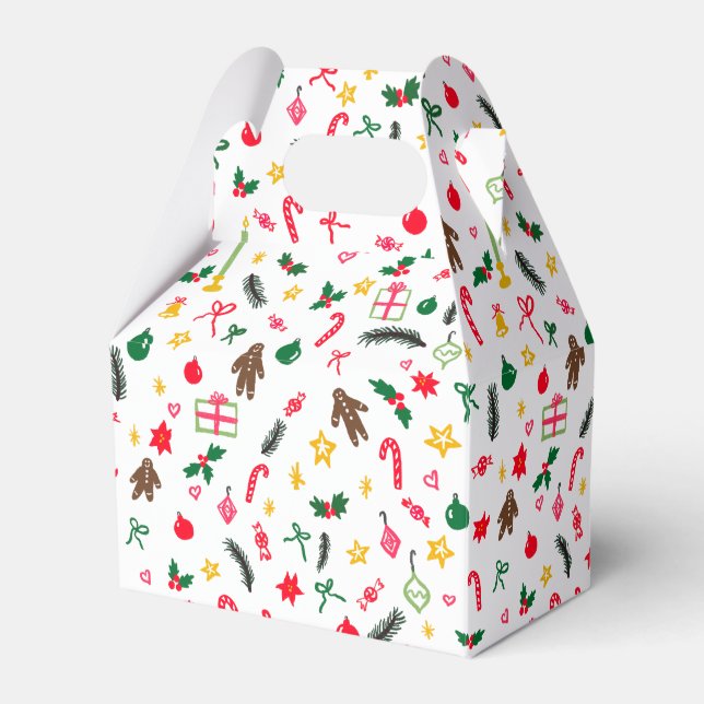 Caja Para Regalos Merry Christmas Cute Doodle Whimsical Pattern  (Front Side)