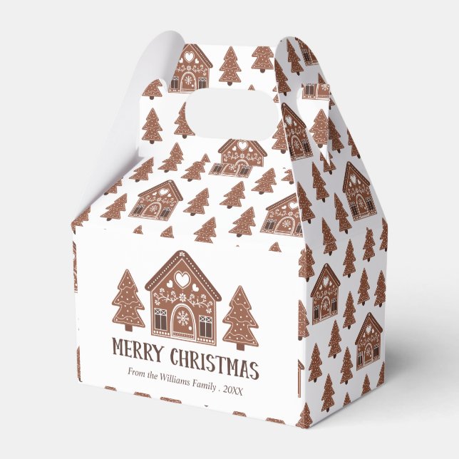 Caja Para Regalos Merry Christmas Gingerbread House & Trees (Front Side)