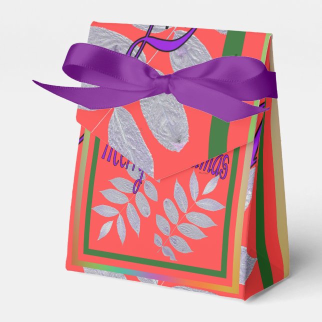 CAJA PARA REGALOS MERRY CHRISTMAS HOJAS DE PLATA (Front Side)