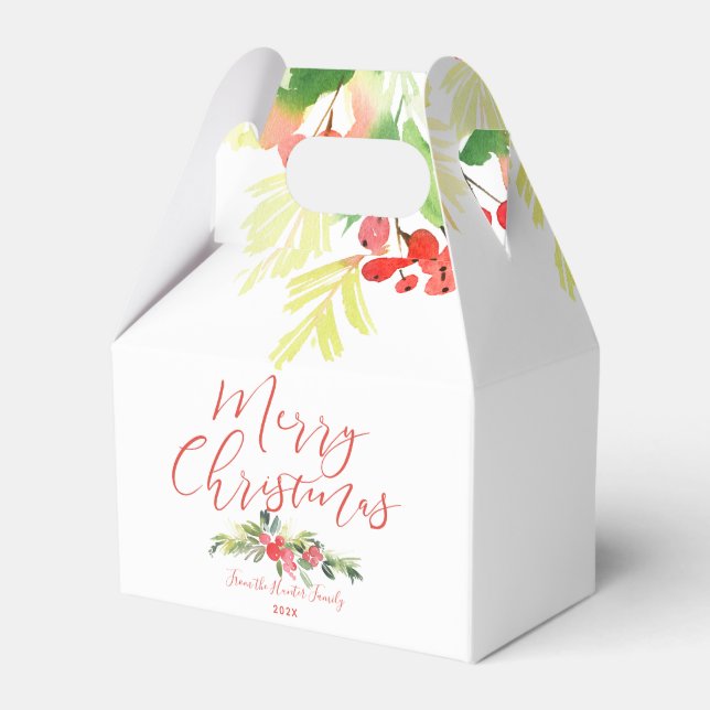 Caja Para Regalos Merry Mistletoe | Acuarela de Personalizable (Front Side)