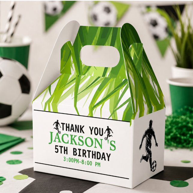 Caja Para Regalos ¡Meta! Fiesta de cumpleaños número 5 de fútbol (Goal! Soccer 5th Birthday Party Favor Boxes)