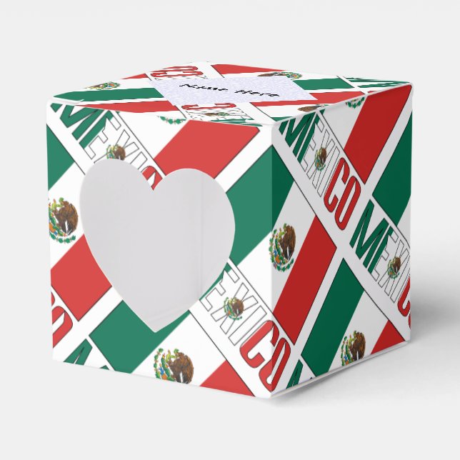 Caja Para Regalos México: La bandera mexicana enlosada es personaliz (Anverso)