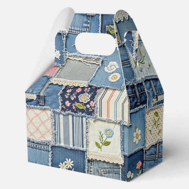 Caja Para Regalos Mezclilla de parches (Reverso )