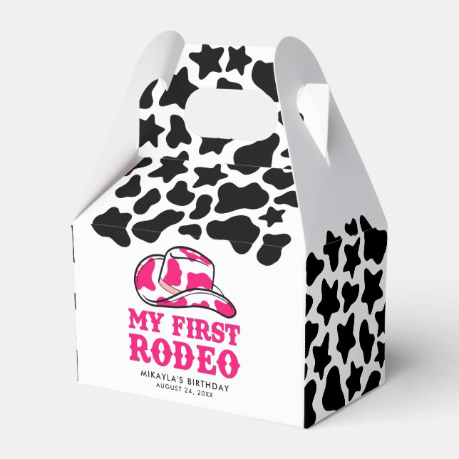 Caja Para Regalos Mi primer cumpleaños de niña de rodeo rosada (Front Side)