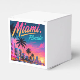 Caja Para Regalos Miami Florida Retro Neon Atardecer Viaje