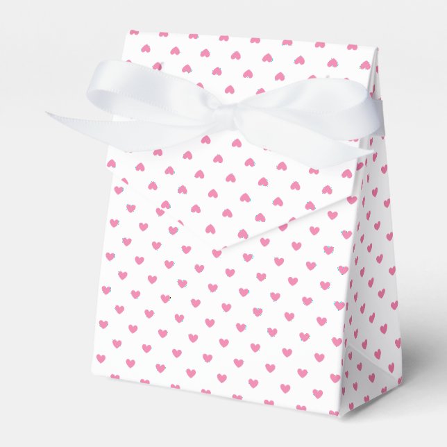 Caja Para Regalos Micro Hearts Fuchsia Rosa - Blanco (Front Side)