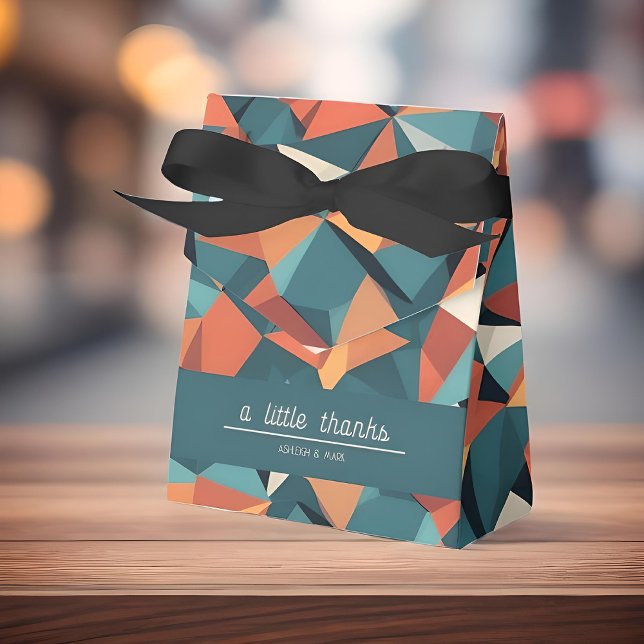 Caja Para Regalos Mid-Century Geometric Teal & Orange | Custom (Lifestyle Shot)