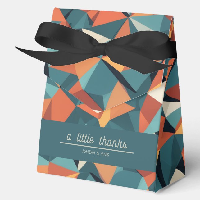 Caja Para Regalos Mid-Century Geometric Teal & Orange | Custom (Anverso)