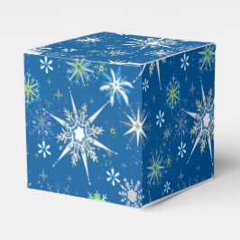 Caja Para Regalos Mid-Century Snowflakes Galore On Blue