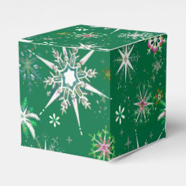 Caja Para Regalos Mid-Century Snowflakes Galore On Green