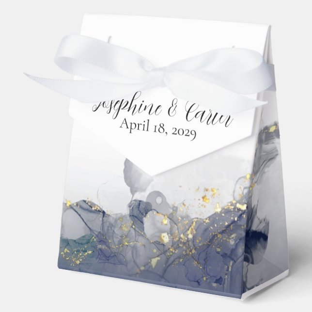 Caja Para Regalos Midnight Ink & Gold Wedding Favor Boxes (Anverso)
