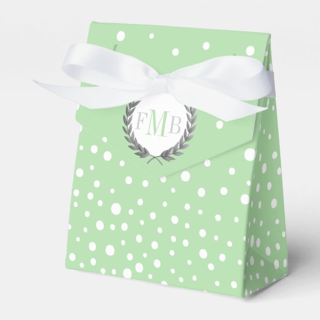 Caja Para Regalos Miin green and white polka dot pattern wedding fav (Front Side)