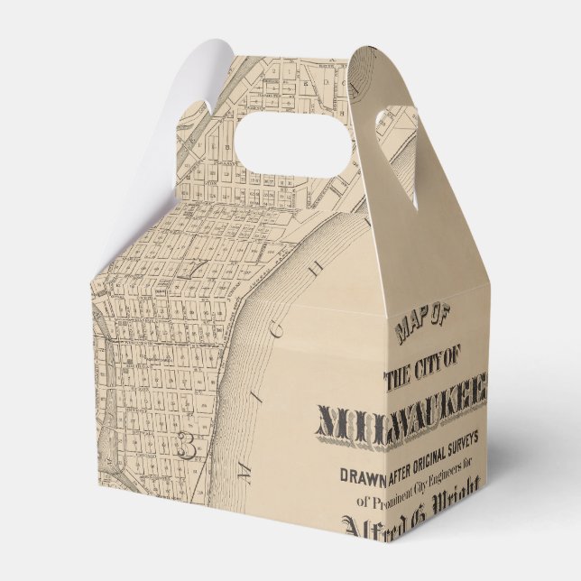 Caja Para Regalos Milwaukee de época, Mapa de Wisconsin (Front Side)