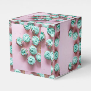 Caja Para Regalos Mini magdalenas lindas verde azuladas y rosadas