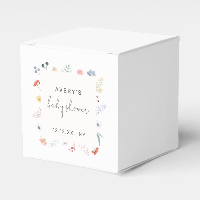 Caja Para Regalos Minimal Boho Wildflower Frame Baby Shower (Costado Anverso)