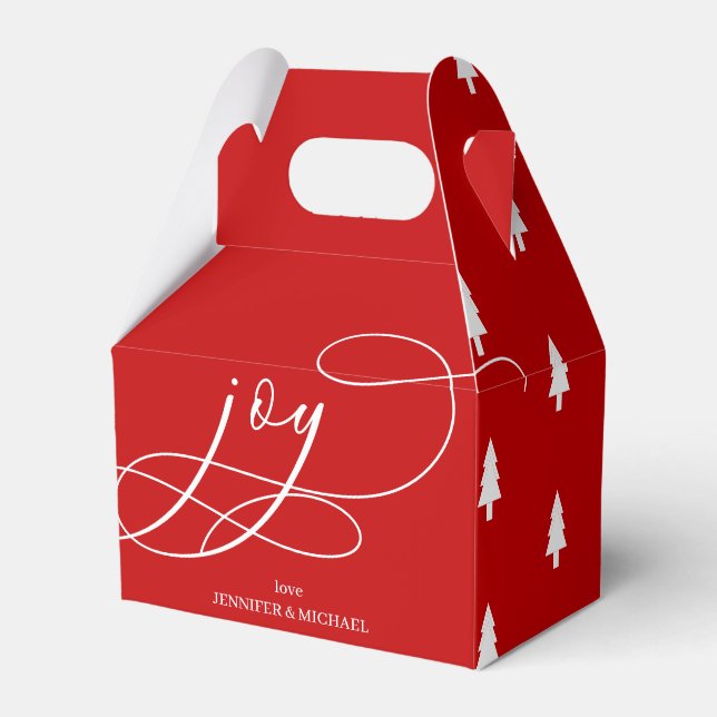 Caja Para Regalos Minimal Happy Holidays Red White Joy Christmas (Front Side)