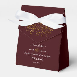 Caja Para Regalos Minimalist Gold Floral Deep burgundy Wedding