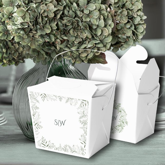 Caja Para Regalos Minimalist Leaves Monogram Wedding (Subido por el creador)