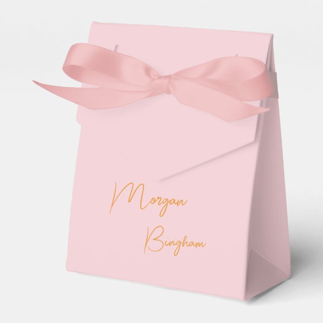Caja Para Regalos Minimalist monogram script pink (Front Side)