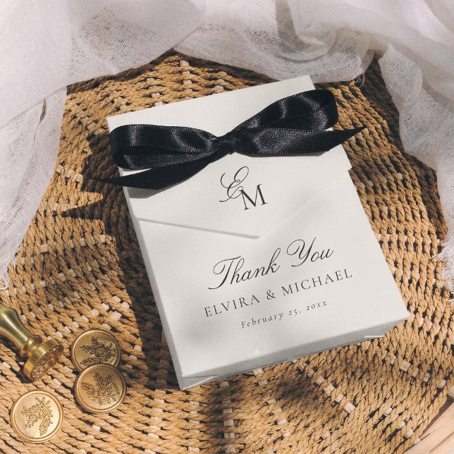 Caja Para Regalos Minimalist Monogram Thank You Editorial Wedding (Subido por el creador)