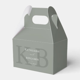 Caja Para Regalos Minimalist Sage Green Monogram Modern Wedding