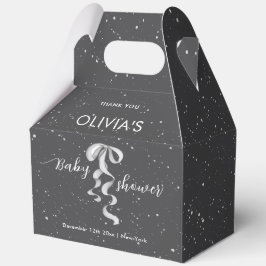 Caja Para Regalos Minimalist Silver Bow Winter Snow Baby Shower 