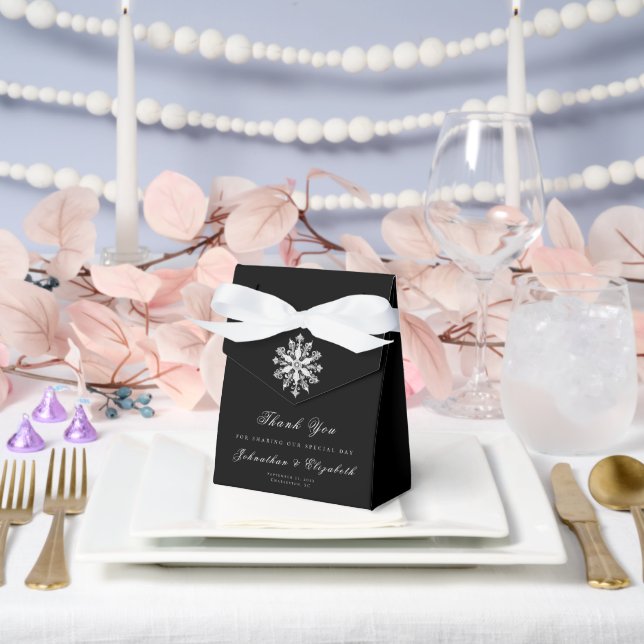 Caja Para Regalos Minimalist Snowflake Wedding | Black (Boda)